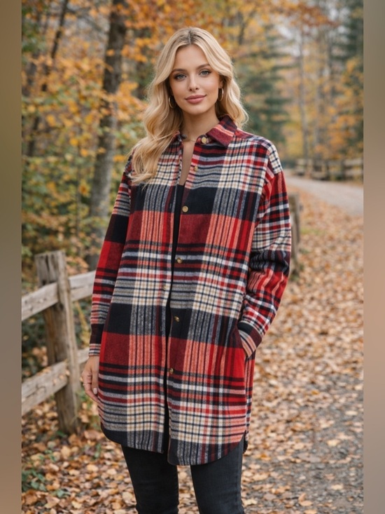 Scotch & Soda Jackets & Blazers - NEW Scotch & Soda Oversized Checked Overcoat Size XS Color Red Black